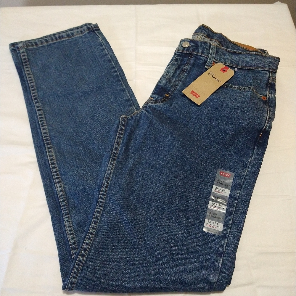 Levi's 514 Medium Indigo Straight Leg Regular Fit Blue Jeans - Picture 2 of 15